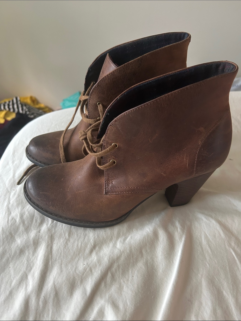 Indigo Brown Leather Lace-Up Ankle Booties
